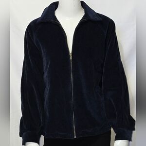 Charter Club Navy Blue Corduroy Full-zip Jacket For Women